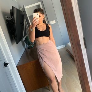 ASOS pink suede leather wrap skirt size 4